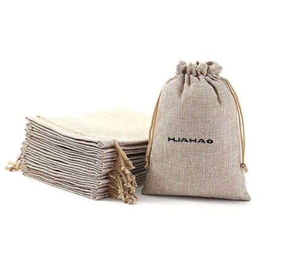 5×7 Custom Jute Drawstring Bags