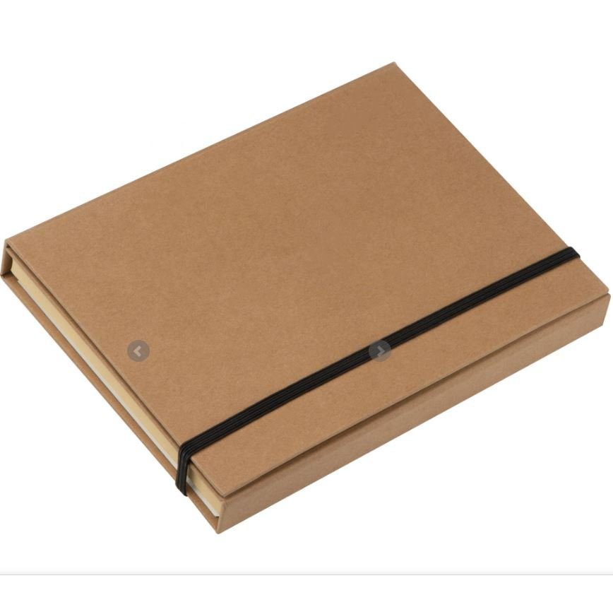 Writing case with cardboard cover, ruler, writing pad and adhesive markers