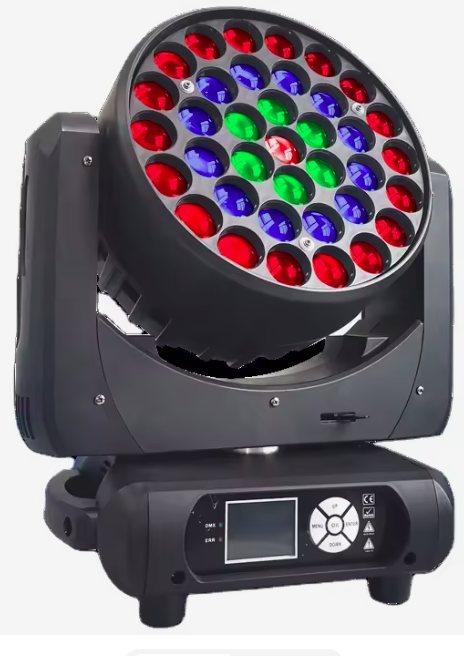 Lyre 37X15W RGBW 4in1 Full Color Zoom Wash Moving Head Lights Cabeza Movil Wash with Circle Pixel for Audio Video & Lighting