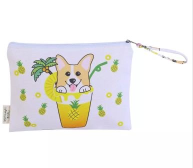 Cotton Canvas Zipper Pencil Cases Pen Pouches Cosmetic Bag