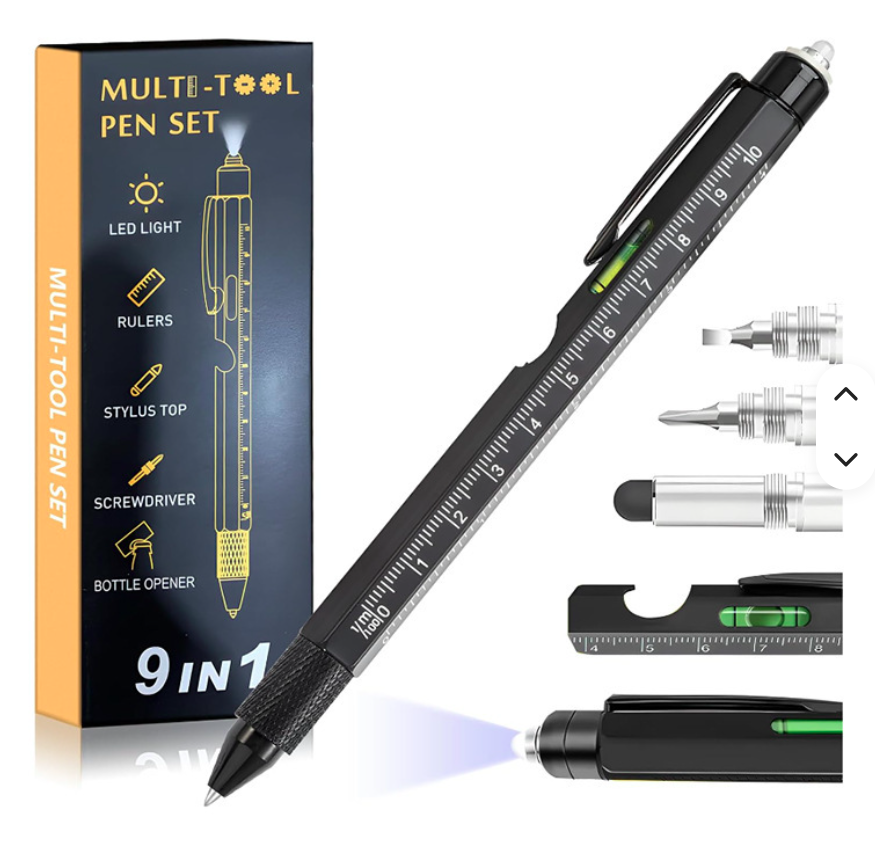 9 in 1 Promotional Multi Function Tool Pen Bottle Opener LED Light Screwdriver Ruler Level Ballpen Wholesale Ballpoint Pen